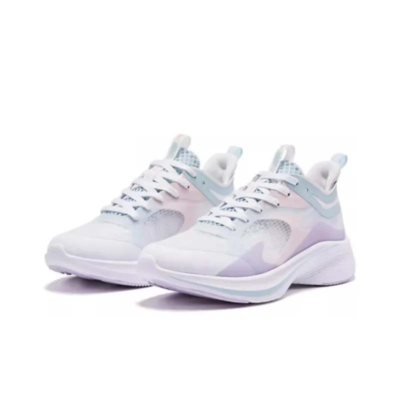 QIAODAN Light Speed 1.0 Shock Absorbers With Slip Resistant Features Low Top Running Shoes Women's White Blue-2