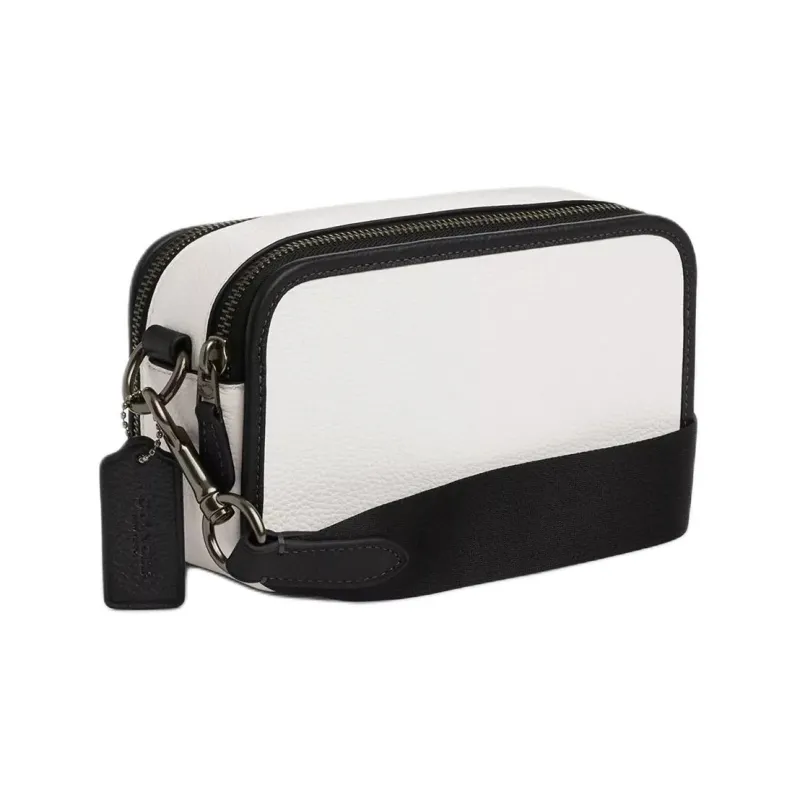 COACH Leather Camera Bag, Shoulder Bag, Crossbody Bag Trumpets Unisex Black & White-1