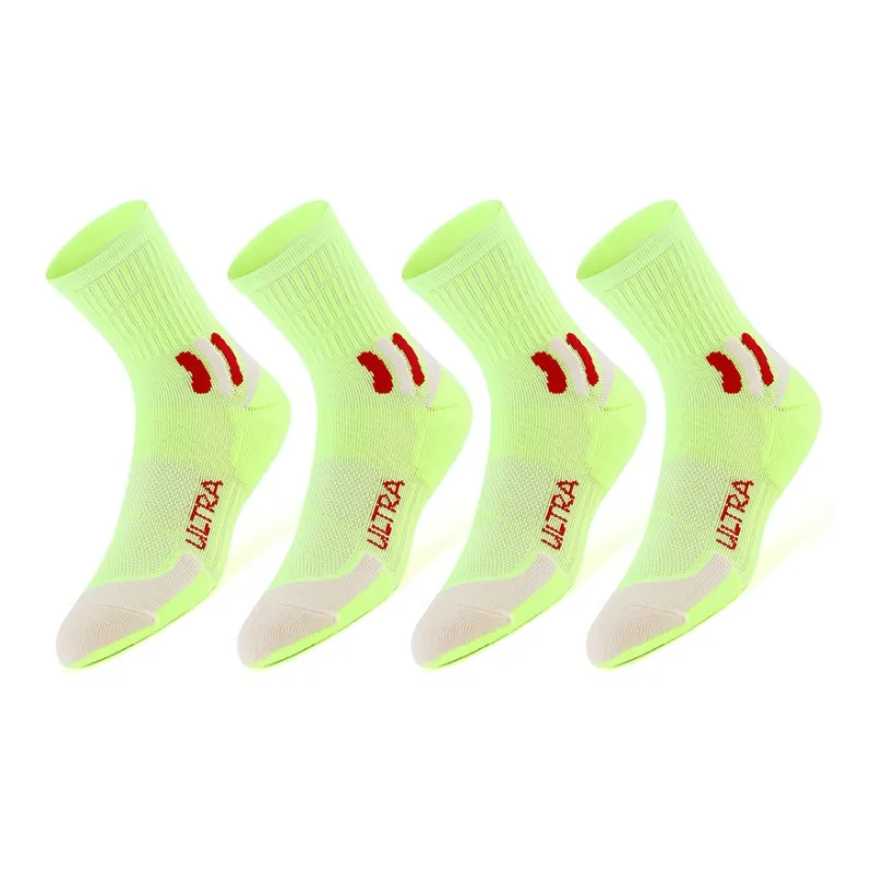 MUSCLESWING Mid Calf Socks Unisex 4 Pack Neon Green-0
