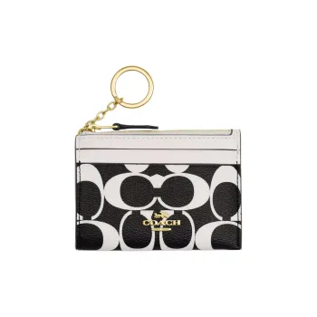 COACH Mini Id Skinny PVC Card Holder Mini Unisex Black Multicolor