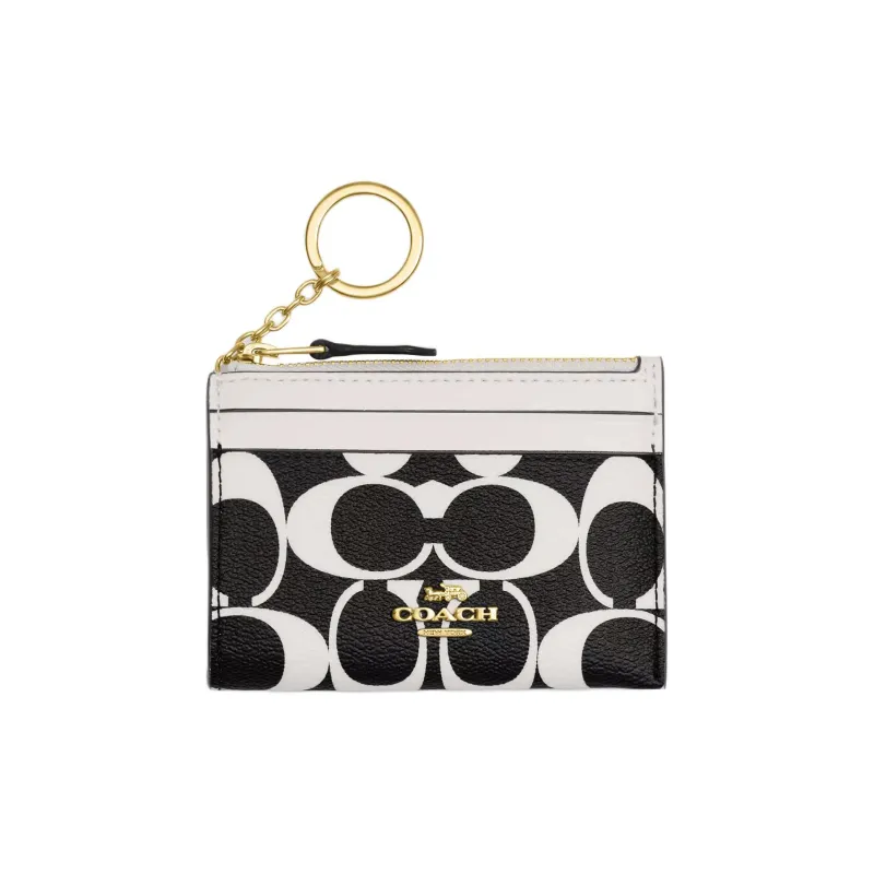 COACH Mini Id Skinny PVC Card Holder Mini Unisex Black Multicolor-0