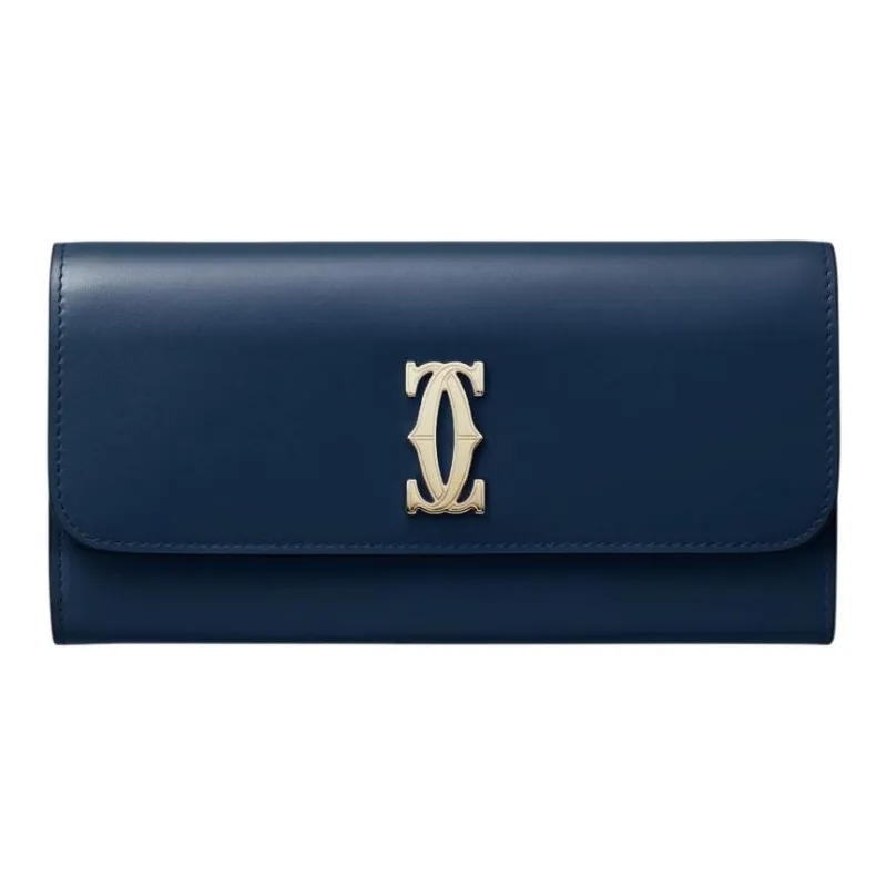 CARTIER C De Cartier Collection Calfskin Wallet Women's Midnight Blue-0