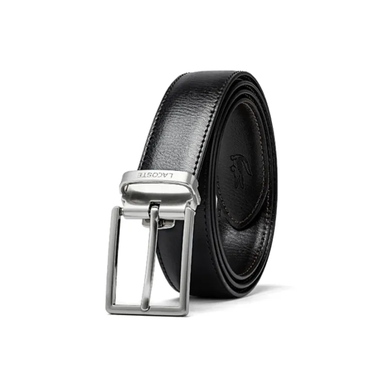 LACOSTE Letter Logo, Pin Buckle Leather Belts Men's Black-1