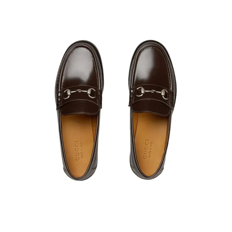 GUCCI Horsebit Loafers Men's Brown-2