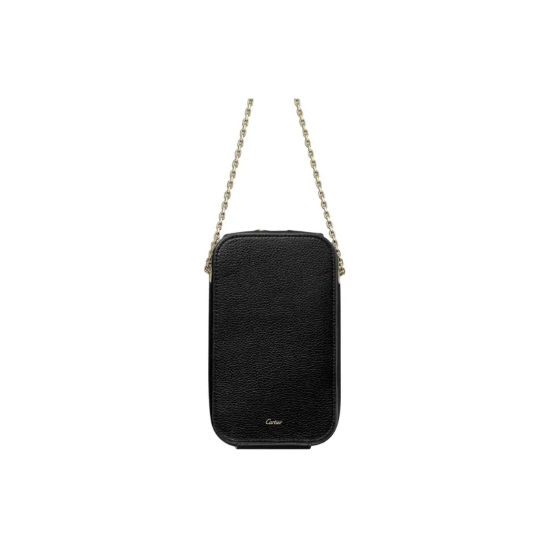 CARTIER Panthère De Cartier Textured Calfskin Cell Phone Pouch Women's Black-2