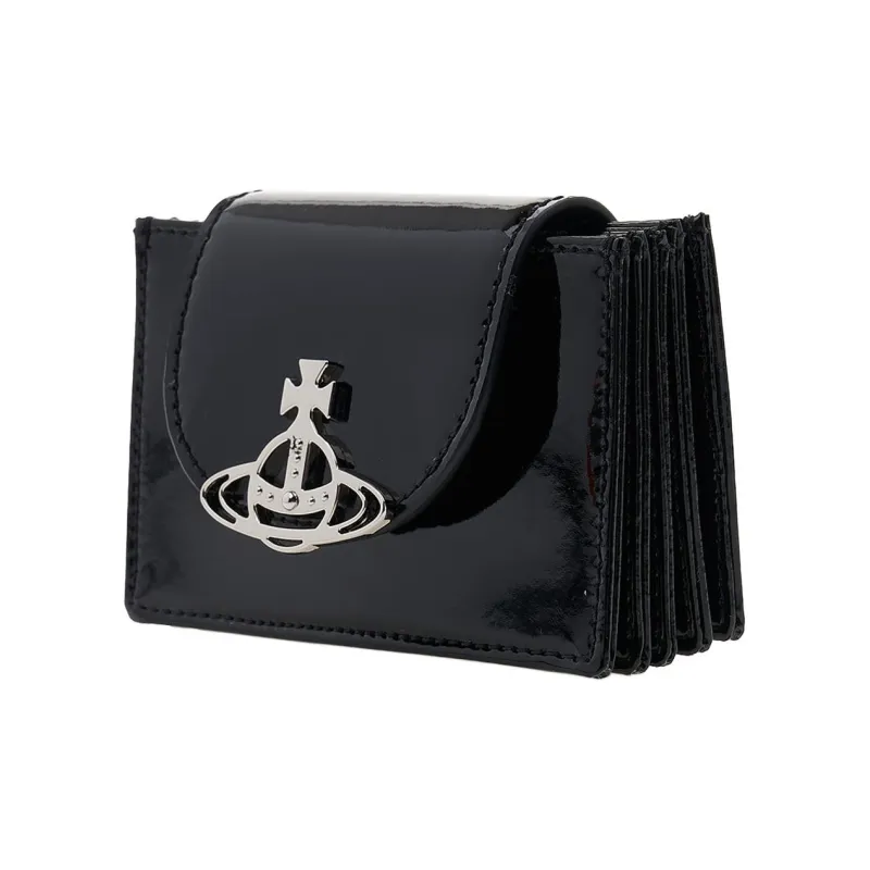 Vivienne Westwood Bright Patent Leather Card Holder Women's Black-1