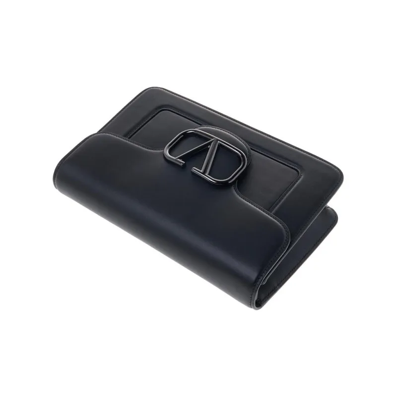 Valentino GARAVANI Cow Leather Clutch Women's Black-4