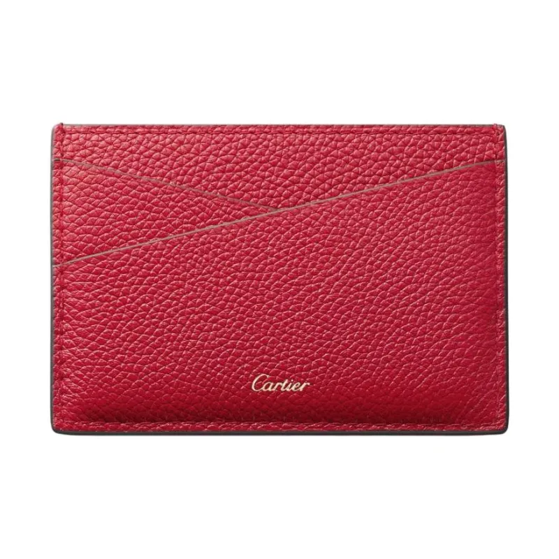 CARTIER PANTHÈRE Shiny Calfskin Card Holder Women's Red-1