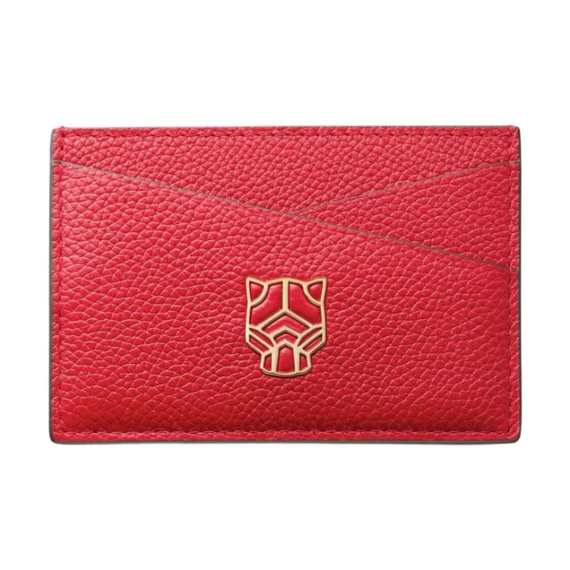 CARTIER PANTHÈRE Shiny Calfskin Card Holder Women's Red-0