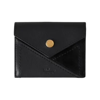 Mulberry Smooth Matte Calfskin With Goatskin Suede Card Clip Card Holder Medium Size Women's Black
