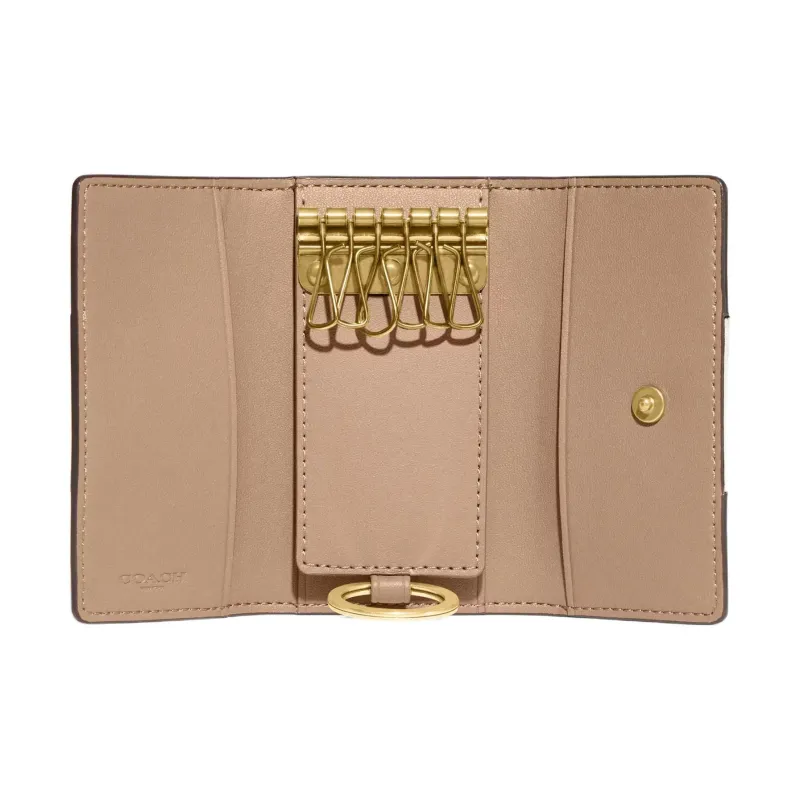 COACH Canvas With Leather Clutch Key Pouch Women's Milk White-1
