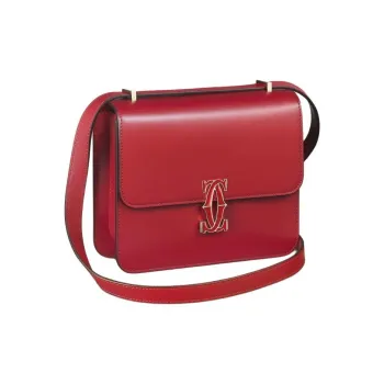 CARTIER C De Cartier Collection Calfskin Shoulder Bag Crossbody Bag Mini Women's Red