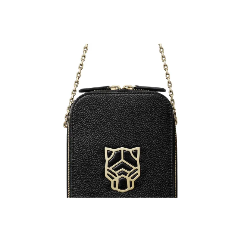 CARTIER Panthère De Cartier Textured Calfskin Cell Phone Pouch Women's Black-4