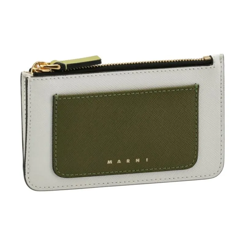 MARNI Calfskin Coin Purses Wallets Mini Women's Jasper/White-1