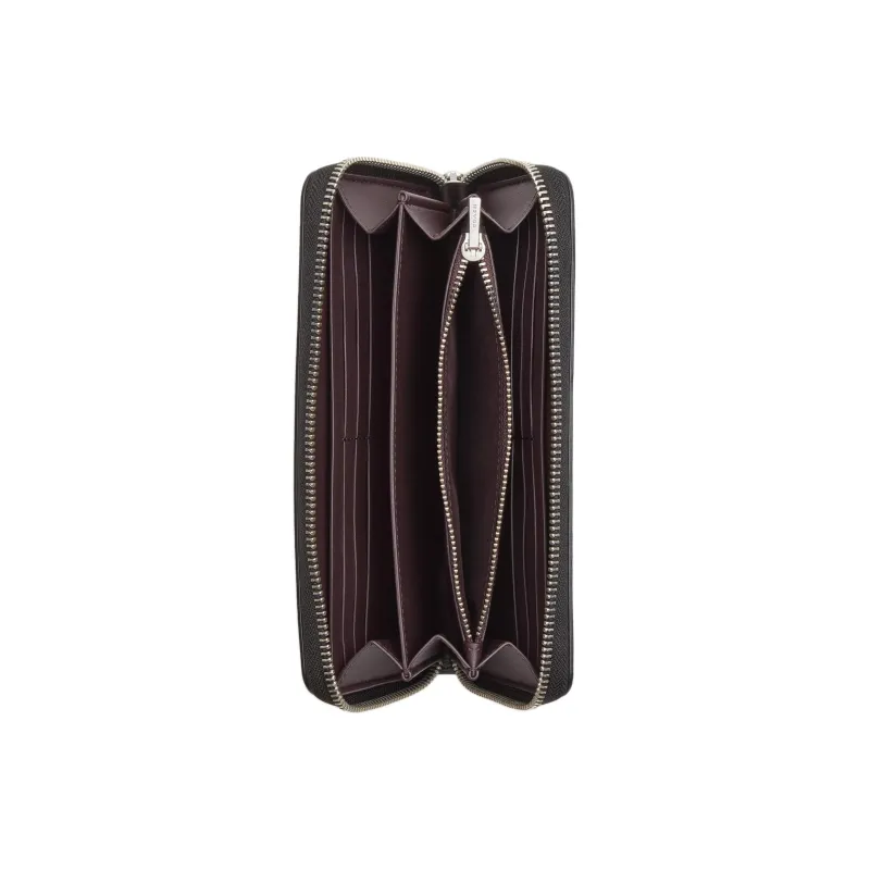 COACH Zip Around Coated Canvas With Smooth Leather Handheld Wallet Small Size Women's Black & Multicolor-1