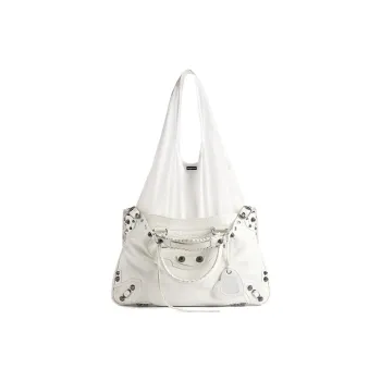 Balenciaga Le Cagole Lambskin With Nylon Tote Bag Shopping Bag Handbag Extra Large Women's White