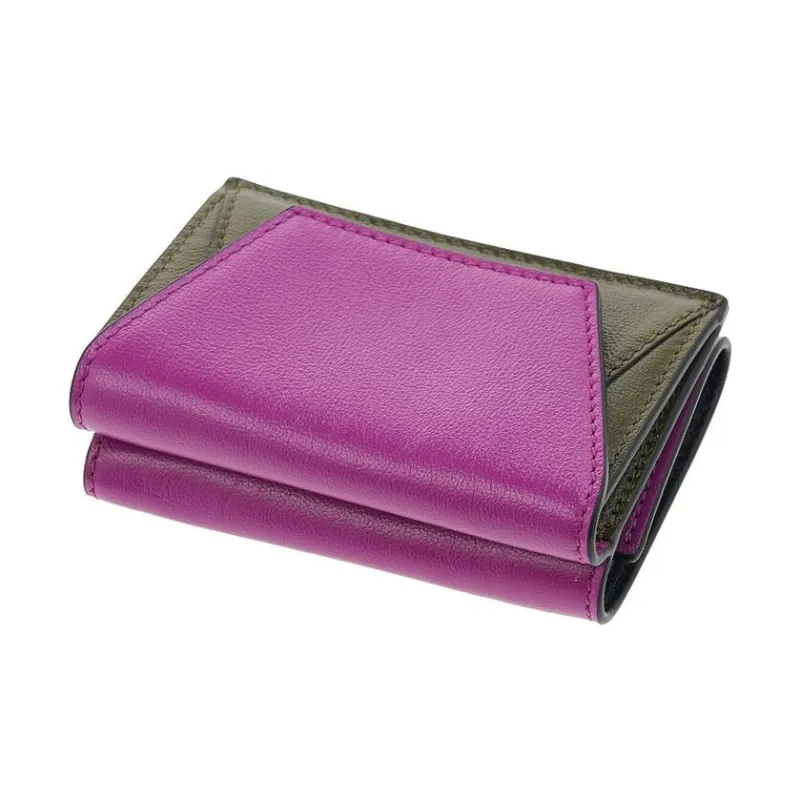 MARNI Cow Leather Wallet Unisex Fuchsia & Green-3