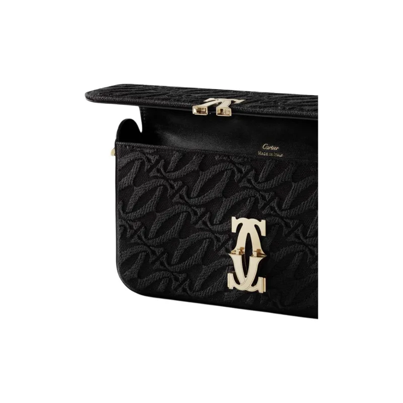 CARTIER C De Cartier Collection Calfskin Crossbody Bag Shoulder Bag Mini Women's Black-3