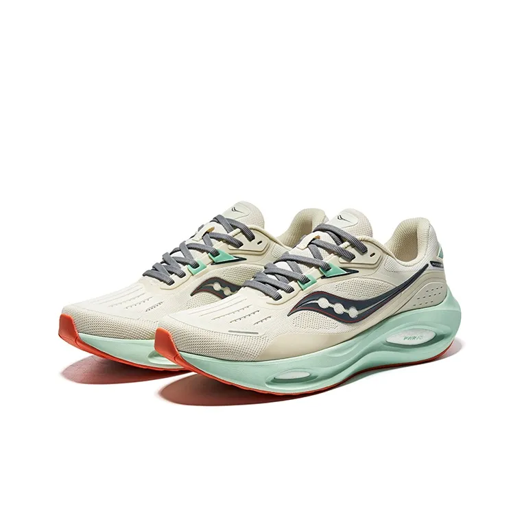Saucony Phoenix Inferno 3 Cushioning Low Top Running Shoes Unisex Beige Gray green-2