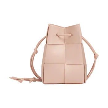 Bottega Veneta CASSETTE Sheepskin Bucket Bags Shoulder Bag Crossbody Bag Mini Women's Lotus Pink