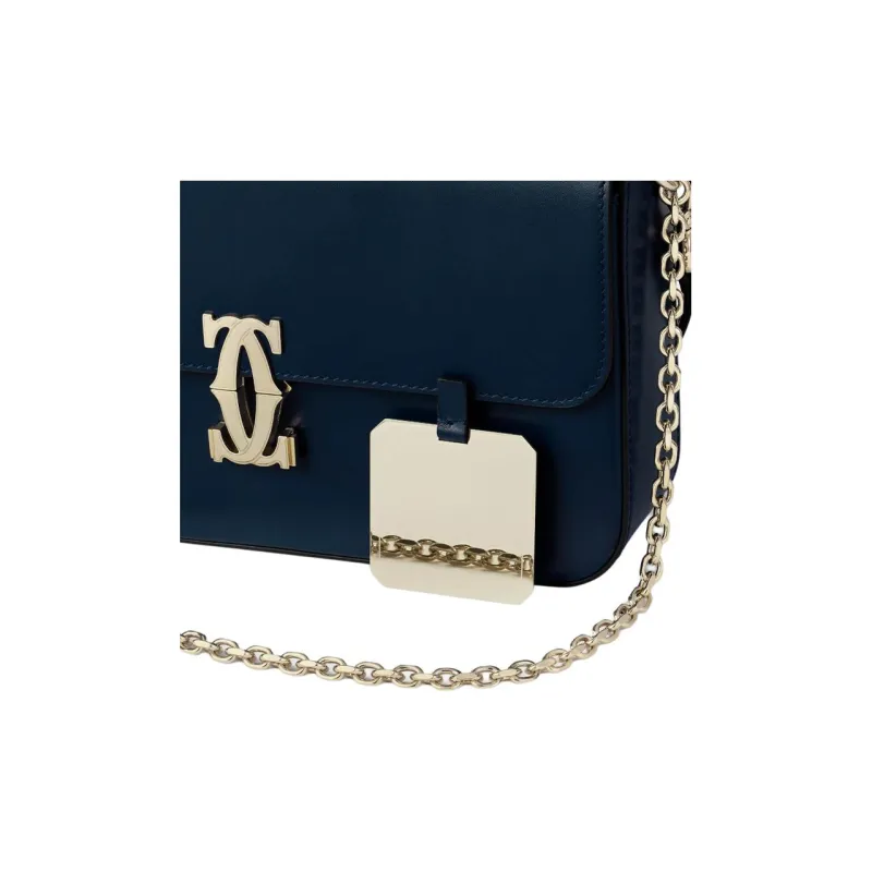 CARTIER C De Cartier Collection Calfskin Handbag Shoulder Bag Crossbody Bag Small Size Women's Midnight Blue-1