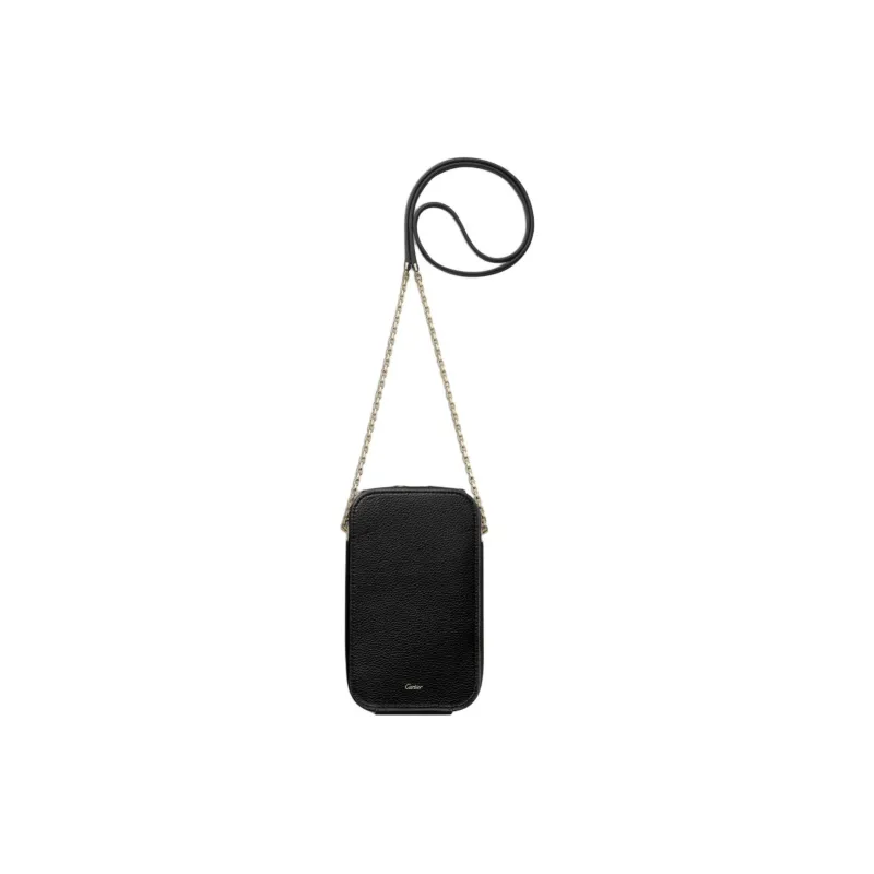 CARTIER Panthère De Cartier Textured Calfskin Cell Phone Pouch Women's Black-1