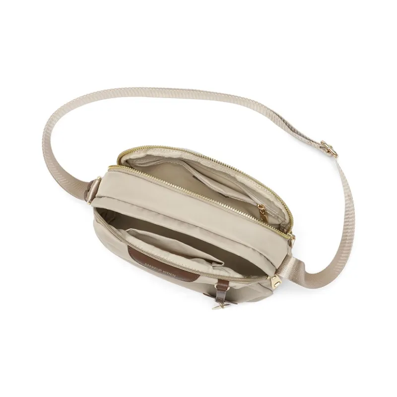 MAKEUP KITTEN Synthetic Leather Shoulder Bag Crossbody Bag Medium Size Women's Khaki-5