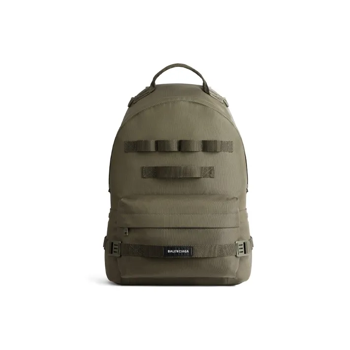 Balenciaga Army Recycled Nylon Backpack Medium Size Men's Dark Green-0