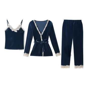 Flowers In Water Pajama Set Women's Blue Red