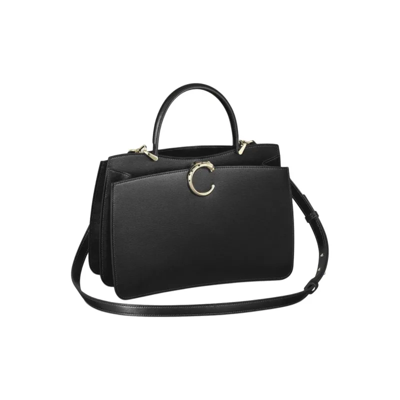 CARTIER PANTHÈRE Textured Calfskin Shoulder Bag Crossbody Bag Handbag Small Size Women's Black-0