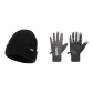 Black Thermal Knitted Hat+Gray Glove