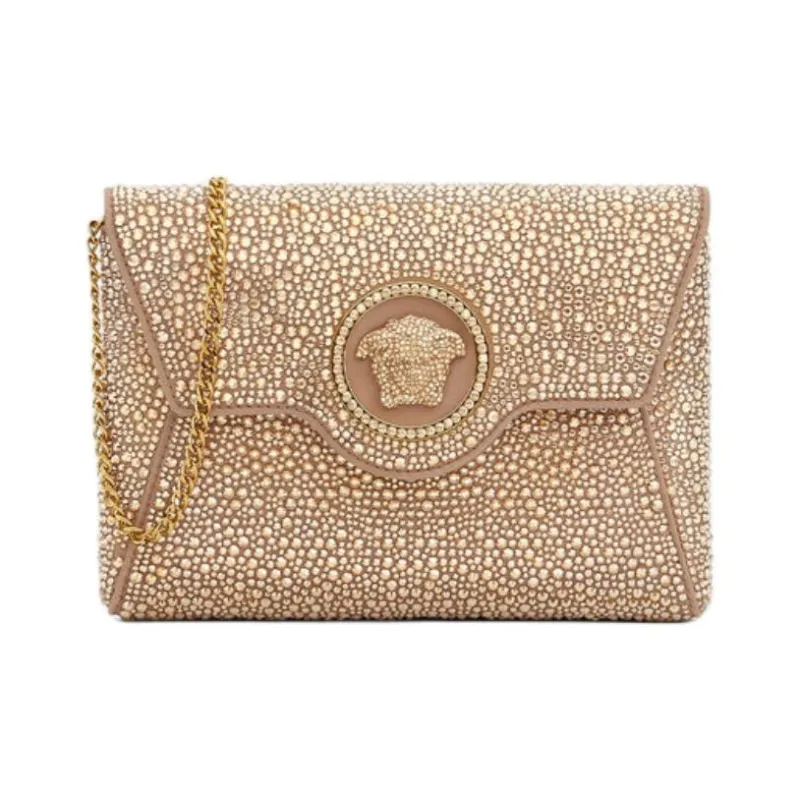 FANSIZHE La Medusa Leather One Shoulder Crossbody Clutch Women's Gold-0