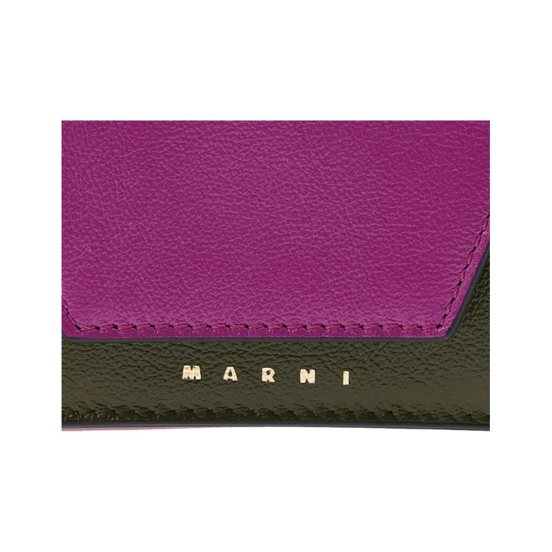 MARNI Cow Leather Wallet Unisex Fuchsia & Green-9