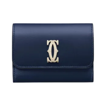 CARTIER C De Cartier Collection Calfskin Wallet Mini Women's Midnight Blue