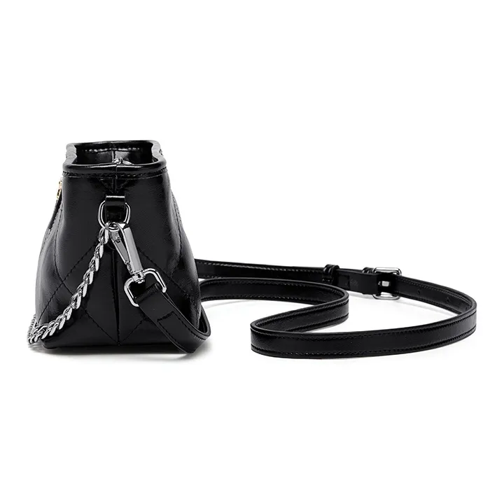 CinvaiKrose Shoulder Bags Diamond Pattern Phantom Black Shopping Bag Included-3
