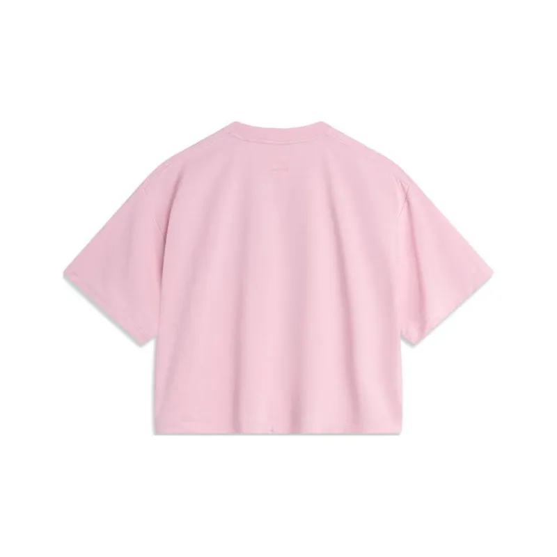 LiNing Sports Life Collection Drop Shoulder Sleeve T Shirt Women's Sheer Pink-1