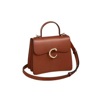 CARTIER Panthère De Cartier Calfskin Shoulder Bag Crossbody Bag Handbag Small Size Women's Chestnut