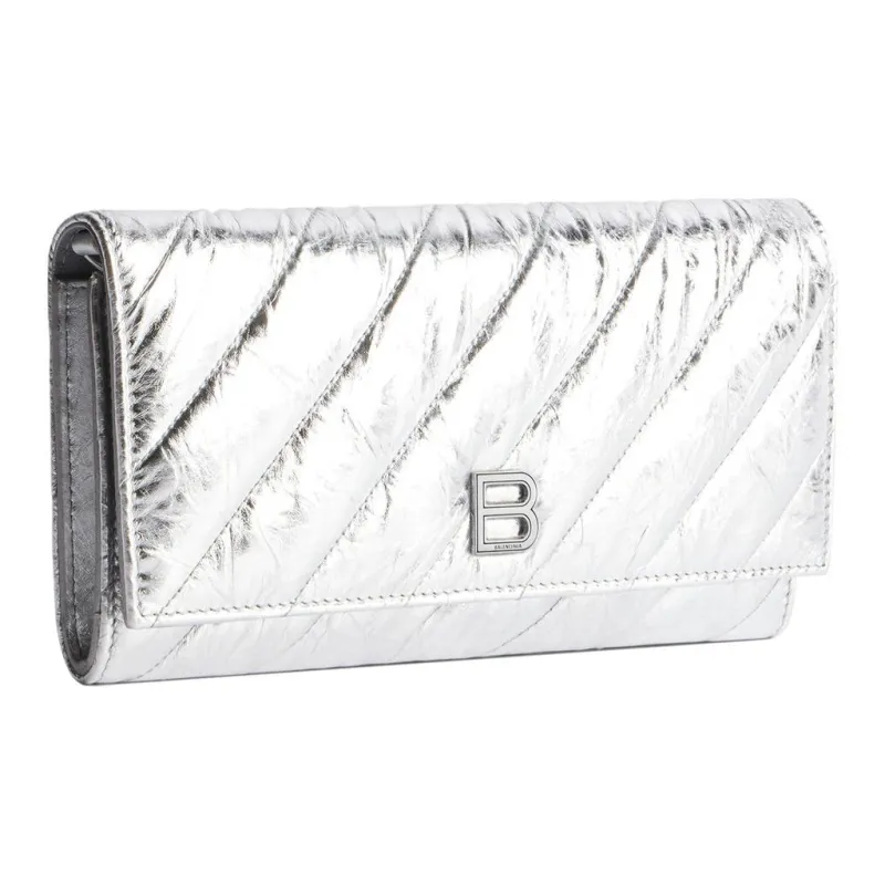 Balenciaga CRUSH Calfskin Shoulder Bag, Crossbody Bag, Wallet Women's Silver-1