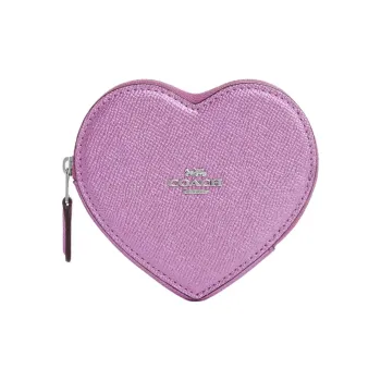 COACH Leather Wallet Coin Purse Women's Metal Lilac