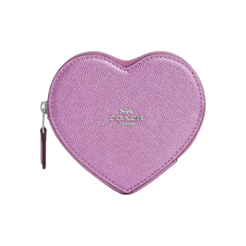 COACH Leather Wallet Coin Purse Women's Metal Lilac-0