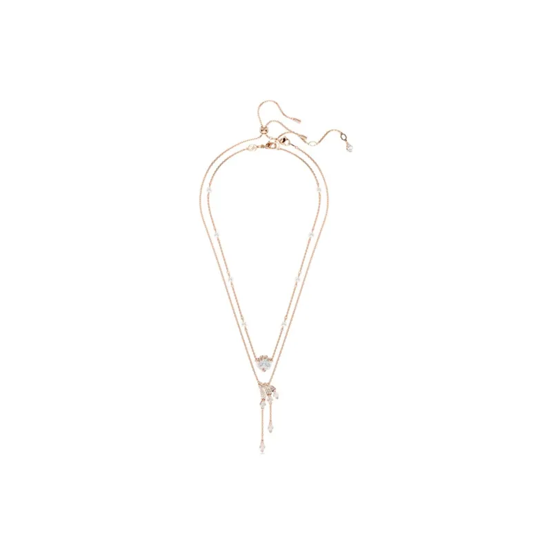 Swarovski DRAGON & PHOENIX Cubic Zirconia Faux Crystal Rose Gold-Tone Plated Faux Pearl Necklaces Women's Rose Gold-1
