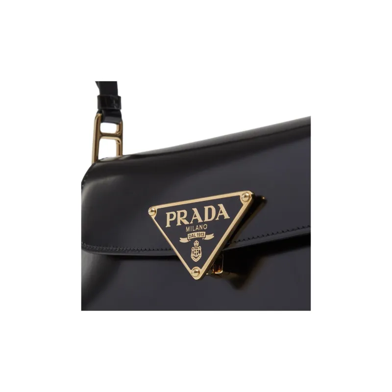 PRADA Leather Portable Crossbody Bag, Shoulder Bag Regular Women's Black-5