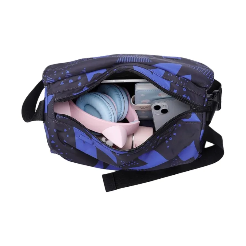 NOXXON Nylon Fabric One Shoulder Handbag Crossbody Bag Medium Size Unisex Ink Blue-5