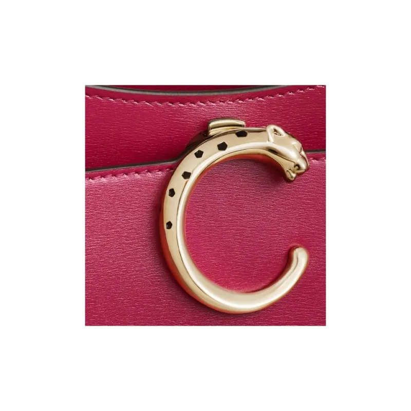 CARTIER Panthère De Cartier Calfskin Shoulder Bag Crossbody Bag Mini Women's Cherry Red-5