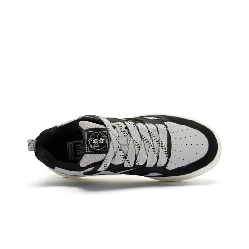 QIAODAN Sea Salt 1.0 Height Increasing Balance Wear Resistant Slip Resistant Low Top Skateboard Shoes Men's Black Gray-3