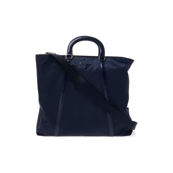 PRADA Recycled Nylon Shoulder Bag Crossbody Bag Handbag Large Size Women's Blue