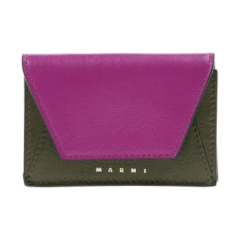 MARNI Cow Leather Wallet Unisex Fuchsia & Green