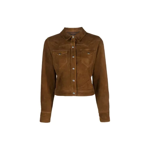 Polo Ralph Lauren Leather Jackets Women's Chocolate