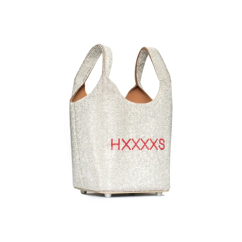HXXXXS Cow Leather Bucket Bag Handbag Tubas Women's Dove Gray/Black-2