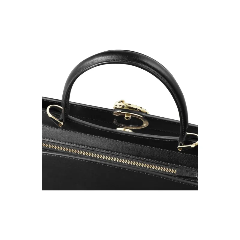 CARTIER PANTHÈRE Textured Calfskin Shoulder Bag Crossbody Bag Handbag Small Size Women's Black-2